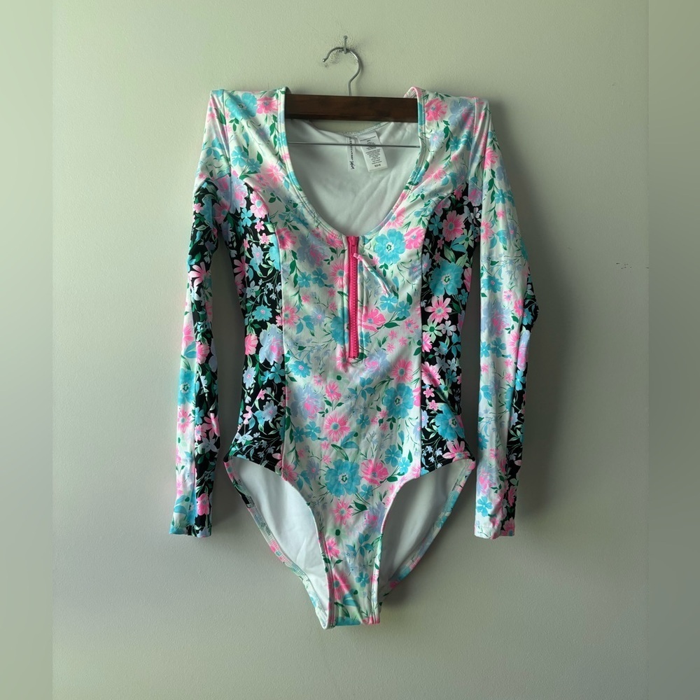 Celebrity Pink NWOT long sleeve one piece floral bathing suit size S